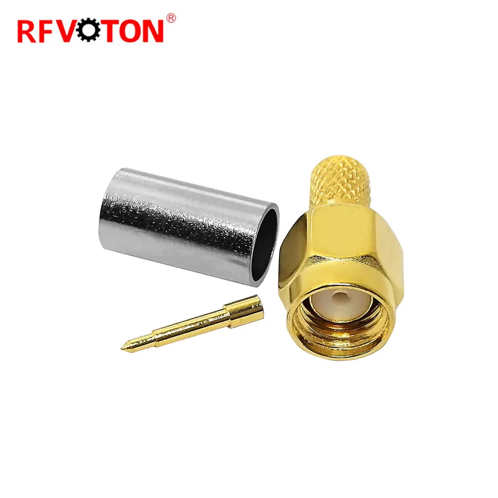 Factory price SMA male plug Connector Gold Plated Crimp Sma LMR195 Coaxial Cable LMR200 Male supplier