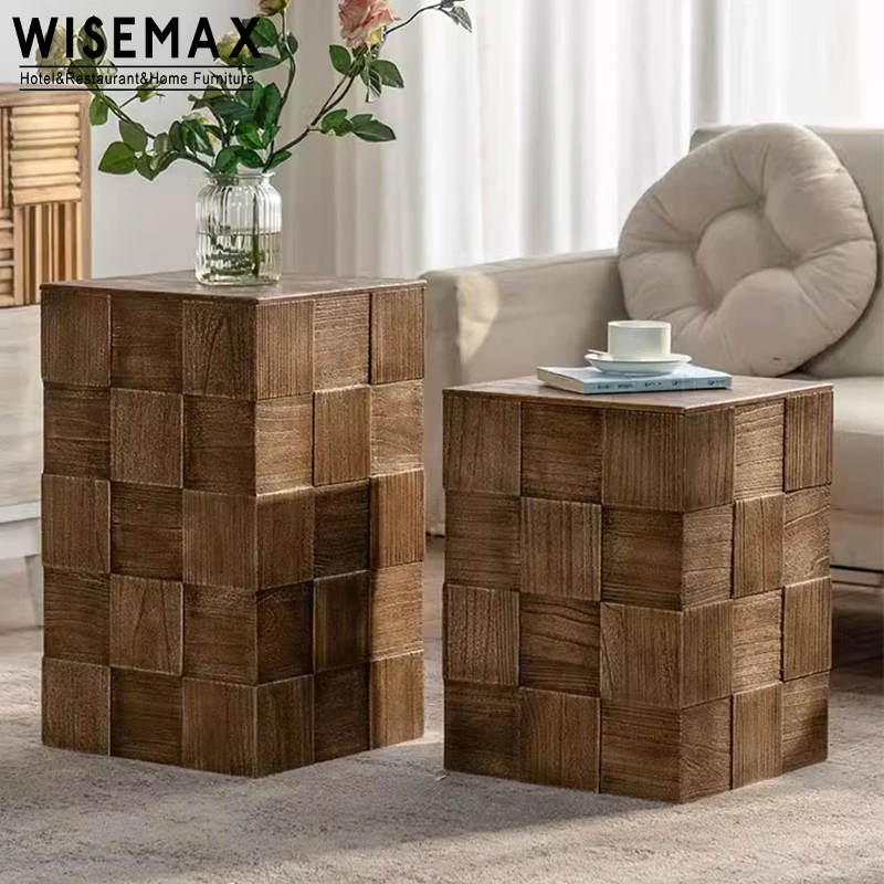 WISEMAX FURNITURE Retro Rectangle Solid Fir Wood Coffee Table American Living Room Furniture Storage Bedside Table for Bedroom