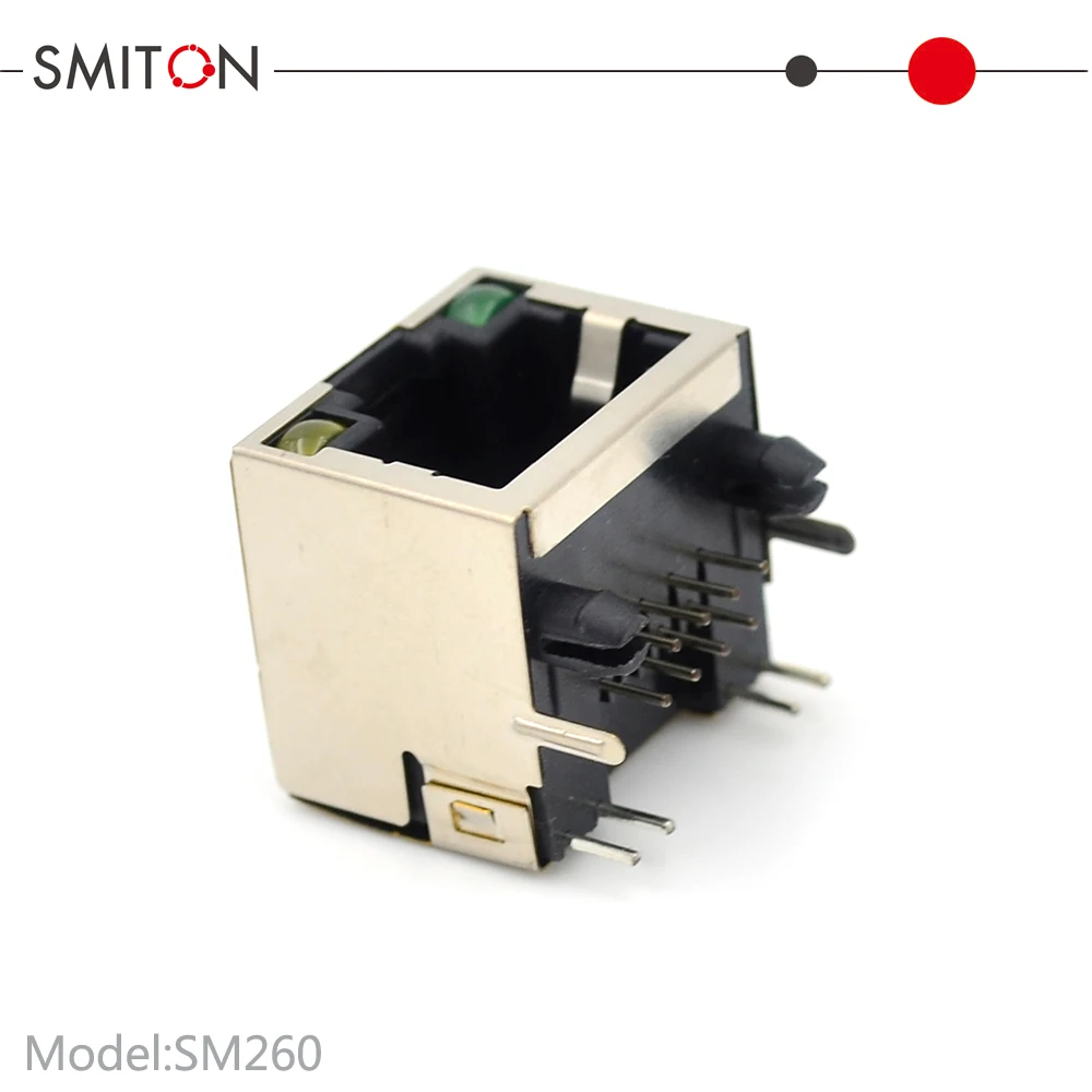 8P8C 8Pin PCB Shield RJ45 Connector Ethernet Jack with LED