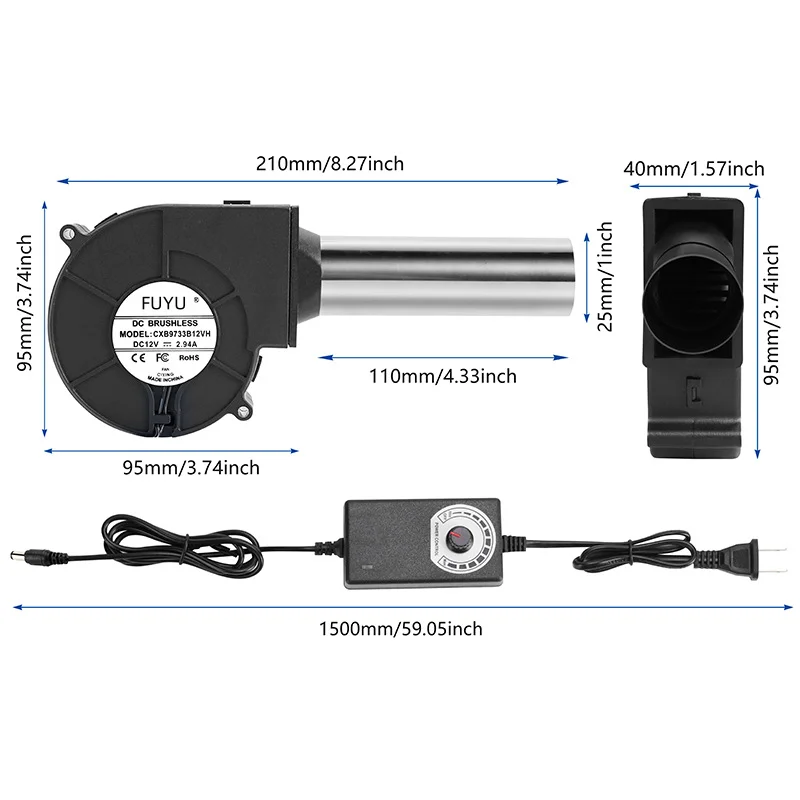 Electric Blower, 9733, 12v, 2.94A, Centrifugal - detail 4