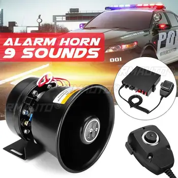 400W 9Tone Loud Car Warning Alarm Police Siren Horn Speaker Auto Horn 12V with MIC System and Wireless Remote Control