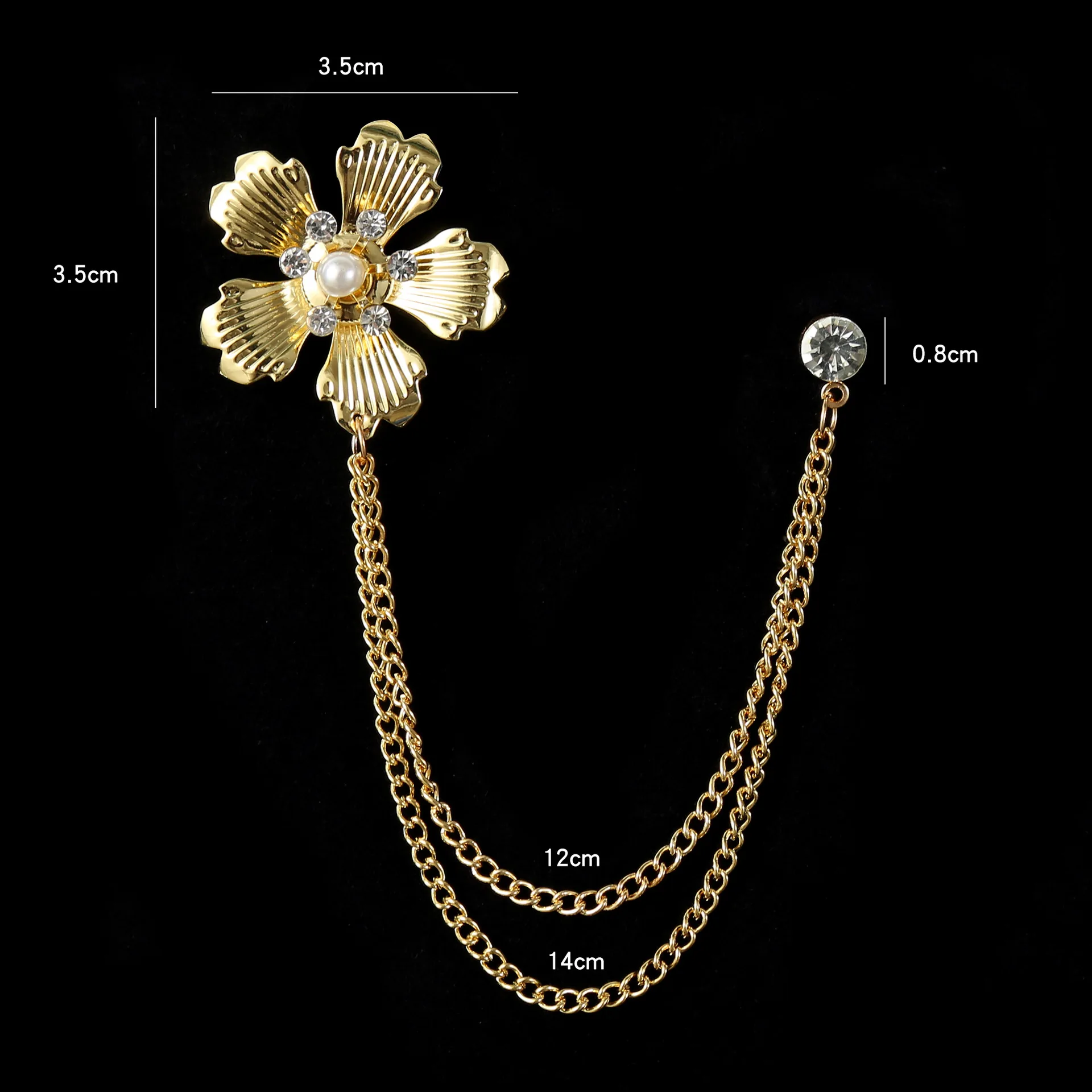 Wholesale Men Bulk Flower Lapel Pin With Chain Custom Gold Lapel Pin ...