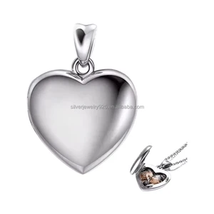 925 Sterling Silver Personalized Classic Style Photo Locket Pendant Necklace for Women High Polished Smooth Fine Pendants Charms