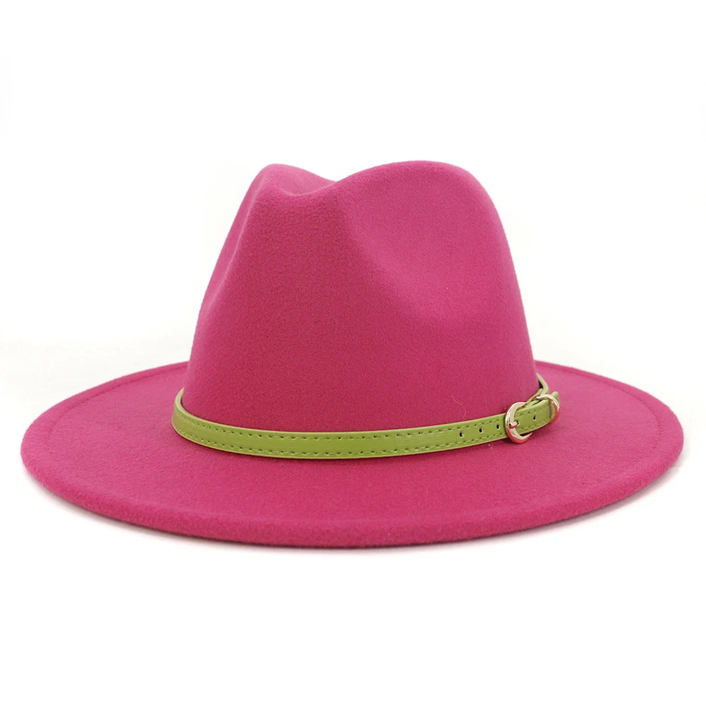 Wide Brim Faux Wool Felt Fedora Men 