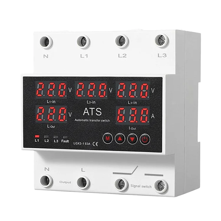 Auto Recovery Relay 63A 220V-380V 400V AC Digital Display Din Rail 3 Phase Adjustable Protector 50Hz 230V SVC Stabilizers