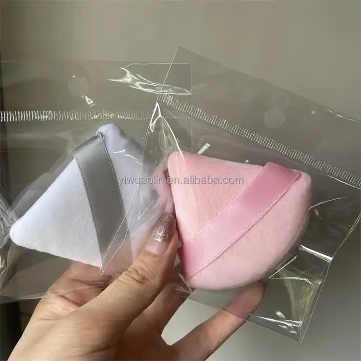 Soft Tick Triangle Powder Puff Private Label Pure Cotton Makeup Sponge