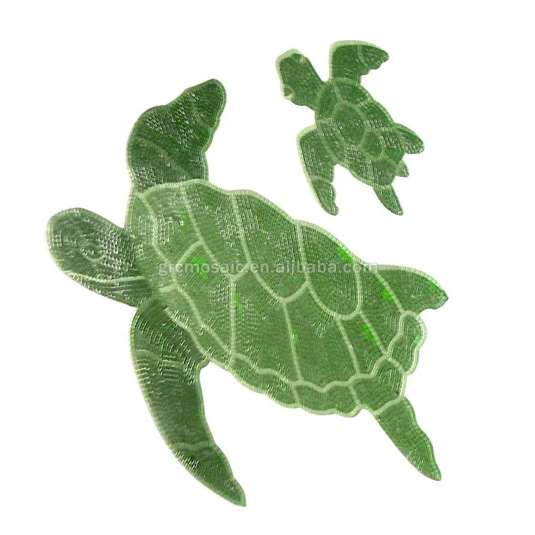 Custom Size Single Pattern Smooth Edges Animal World Glass Mosaic Dolphin Deco Hand Cut Lion Mural Sea Turtles Mosaic Pool Tiles