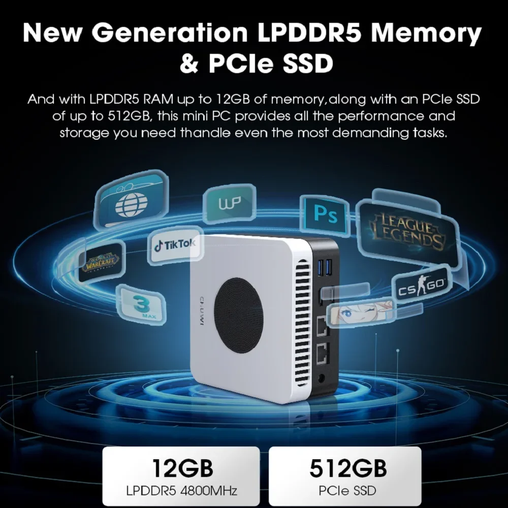 CHUWI LarkBox X Mini PC – Intel N100 Gaming Desktop with 12GB RAM
