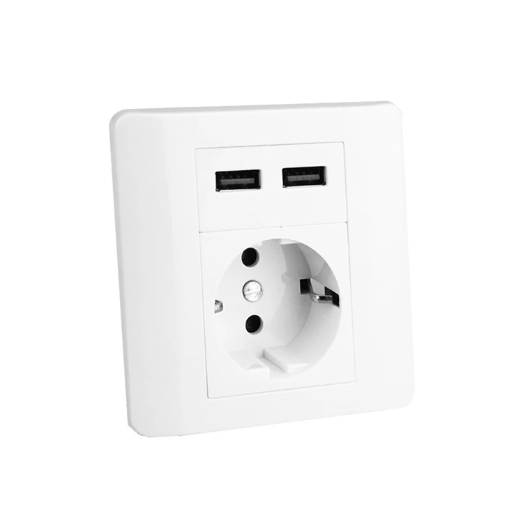 
 ЕС Usb настенная розетка высокого качества 220V ТЮФ утвержденные 2.1A универсальный тип стандартное заземление 5000 раз срок службы 12 месяцев 16A,16A  Высокое качество 220V ТЮФ утвержденные 2.1A EU usb настенная розетка