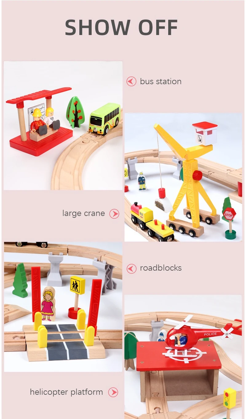 133 pieces wooden small train set track wooden children puzzle assembly toy car 2-8 years old manufacturer direct supply