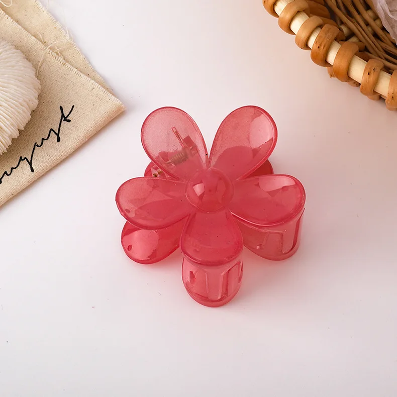 Fashion Mini Plastic Acrylic Hair Claw Clips Flower Transparent Hair Claw Clamp for Women Girls Hair Accessories