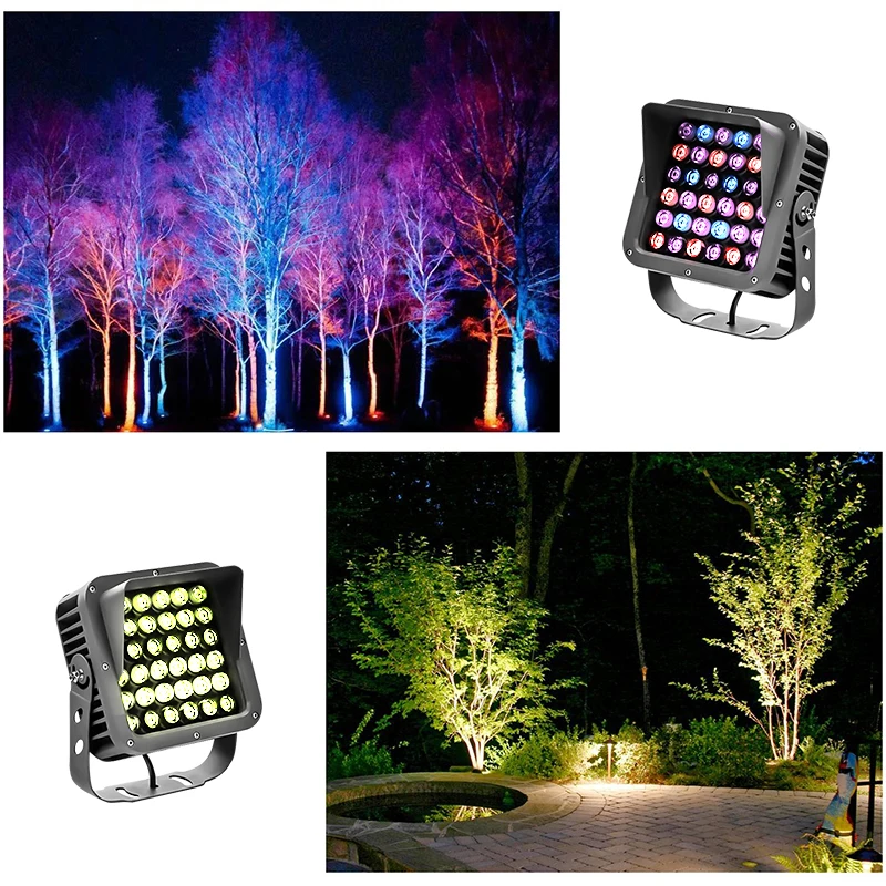Full Color Waterproof Exterior Wall Floodlight 36w Colorful Tree Light Decoration RGB Outdoor Garden Landscape Spotlight