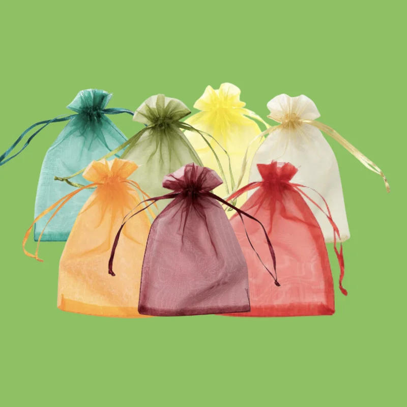 Hot sell fashion customized organza drawstring bag with digital printing logo for candy bag