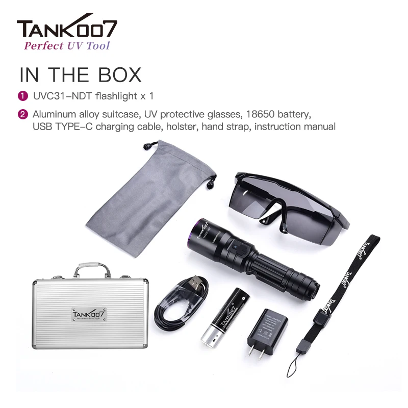 Tank007 Industrial Leak Detection NDT LED Torch 365nm Uv Flashlight Blacklight Flashlight Non-destructive Testing Linternas