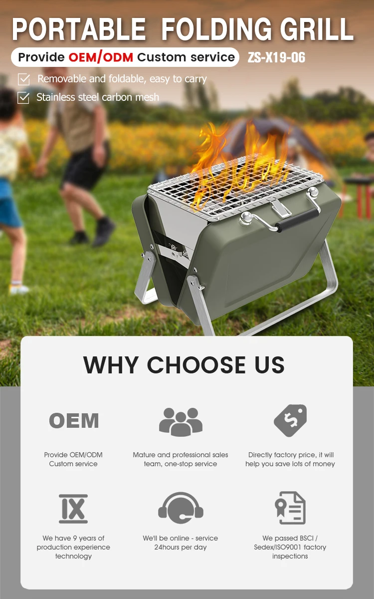 No Moq Outdoor Mini Camping Briefcase Barbecue Grill Suitcase Bbq Grill