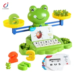 Chengji Educational Montessori Alphabet Words Math Learning Card Board Game Toys Plastic Frog Balance Scale Toy for Children