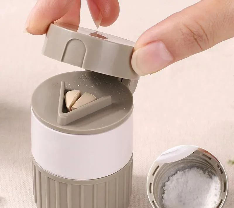 KASESSS 2 Pcs Pill Cutter, Pill Crusher for Tablets with Dispenser, Multifunctional Pill Cutter for Small Pills, 4 in 1 Tablet Cutter for Pills