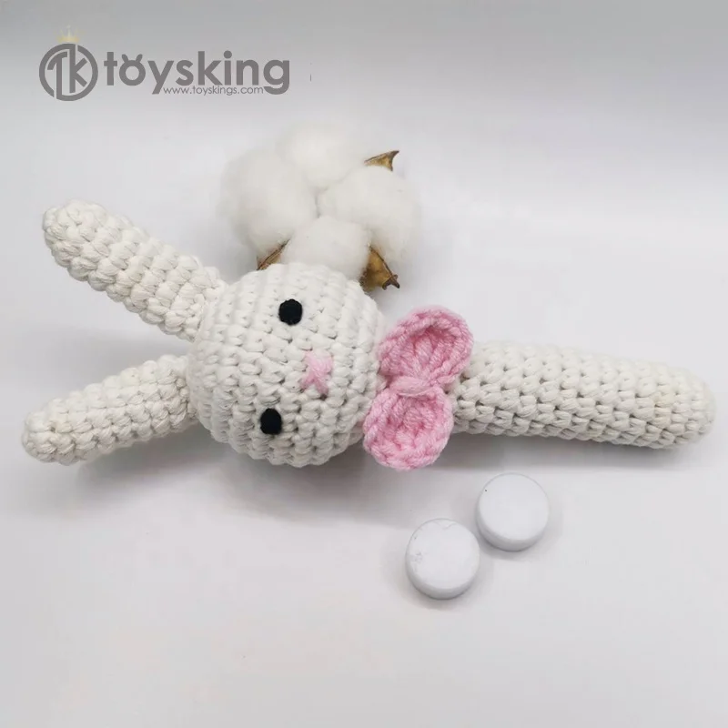 100% хлопок, ручная работа, Amigurumi, вязаный кроше, игрушки Кролик со звуком, погремушка, ручная вязка, детская игрушка со звуком