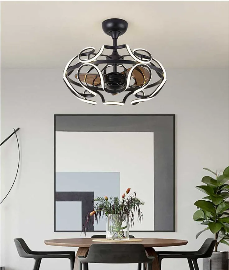 Modern design fan lights LED lamp in remote control aluminum LED Ceiling Fan Light