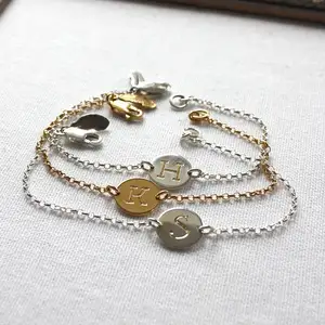 2026 Most Popular 925 Sterling Silver Bracelet Charms Jewelry Initials Letters Personalised Hand Engraved Initial Bracelet