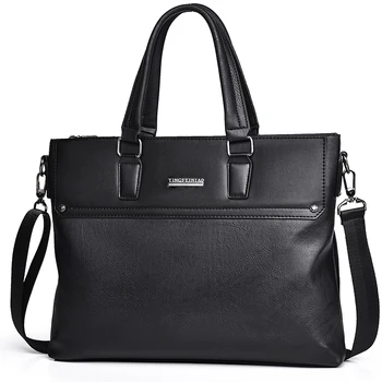 Luxury PU Leather Laptop Tote Messenger Bag Durable Anti-Abrasion Genuine Leather Briefcase Nylon Lining Soft Waterproof