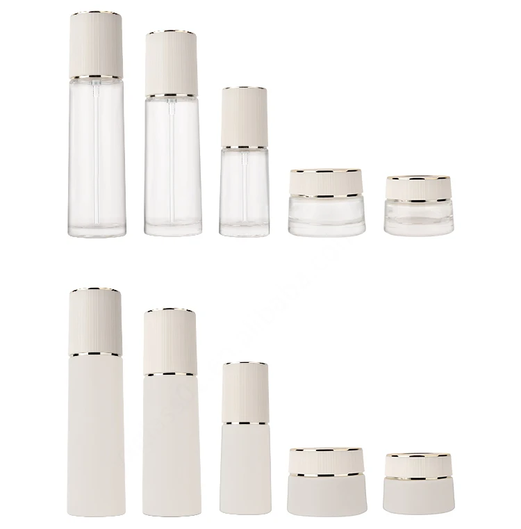 Luxury 1oz 30ml frosted white essential oil serum bottle cosmetic high quality luxury cosmetics glass bottles details