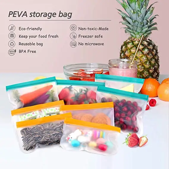 Custom Printed Reusable Ziplock Waterproof Leakproof Freezer Peva Snack