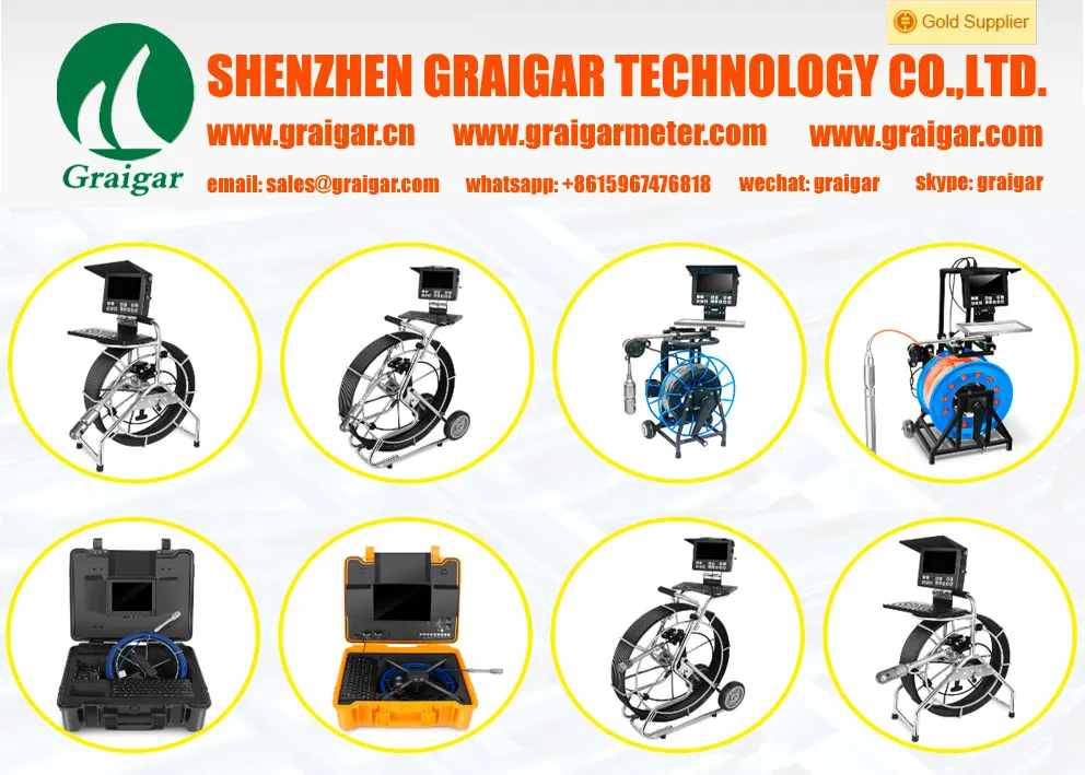 V10-100闭路电视摄像机管道检查AHD防水水下井检查摄像机，带720P视频和10英寸液晶屏