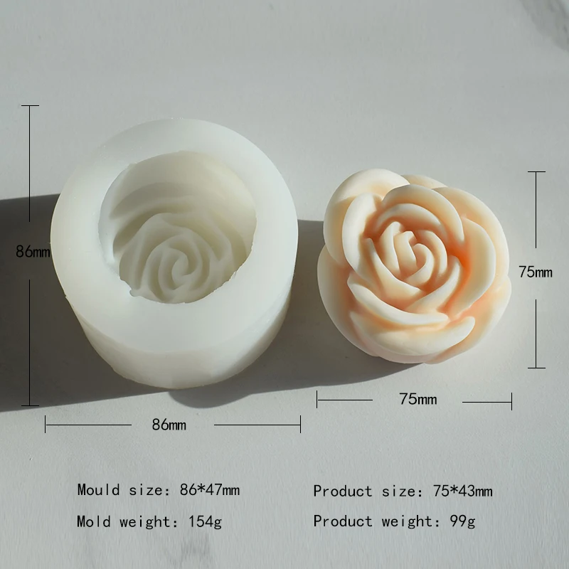 3D Large Rose Flower Fondant Silicone Molds Candle Wax Rose Mold for  Chocolate Cake Soap Candy
