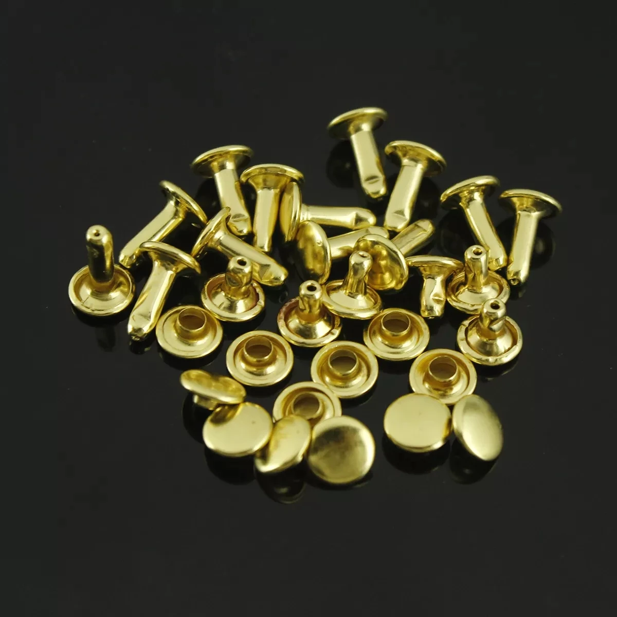 100pcs Brass Round Double Cap Rivets Stud Rivet Collision Nail Leather
