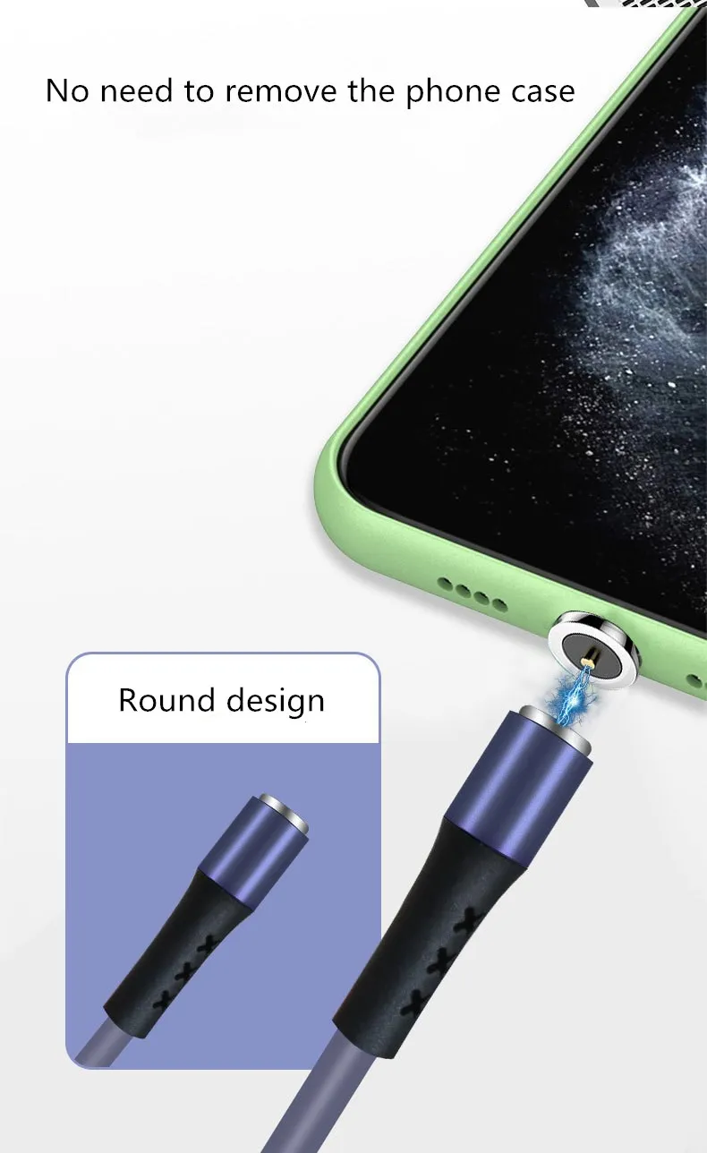 Индивидуальные цветные безопасные USB-кабели, высокопроизводительный Сверхбыстрый Магнитный зарядный кабель для телефона