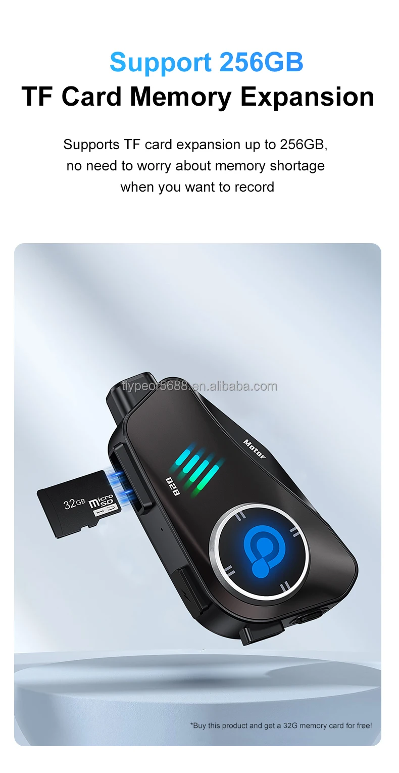 product tiypeor new listing 300m motorcycle intercom headset lcd displayed fm radio dashboard camera motorcycle earphone-9