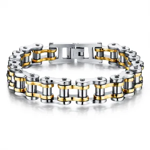 OEM European American Punk Rock Style Men's Stainless Steel Bracelet Trendy Inter-Colour Biker Chain Bracelet Fashion Jewelry