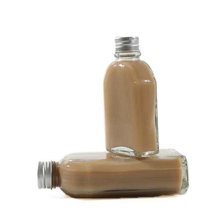 Empty  200 ml   Flat Flask Glass Bottle for Cold Brew Coffee Whisky Vodka Kombucha Liquor Water Custom logo