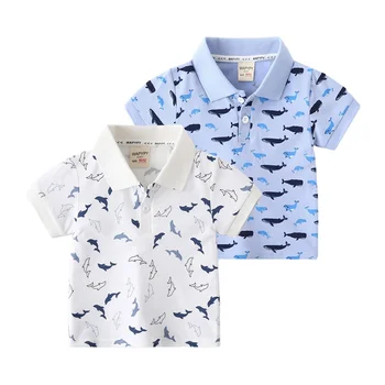 Factory Sale Kids Cotton Polo Shirt Summer Casual Boys T Shirt Short Sleeve Animal Printing Quality Children Clothing