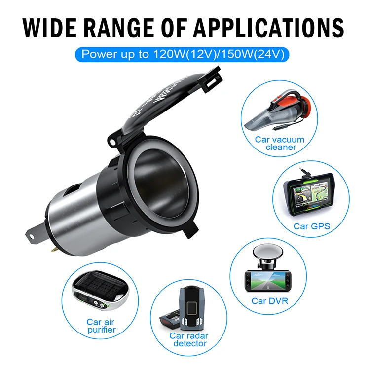 Modern Design DC12V Car Cigarette Lighter Socket 12-24V Waterproof Power Plug Outlet