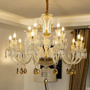 Modern Crystal Glass Wedding Decoration Chandelier with Adjustable Height and 220V