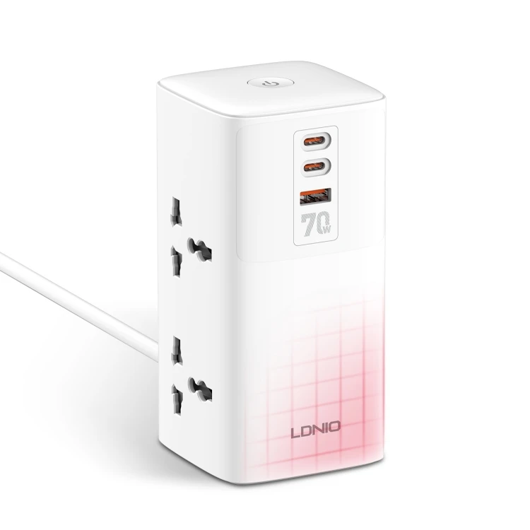LDNIO SC4383 EU US UK Plug Power Strip 4 Socket 3 Multiple Chargers Tabletop Extension Lead 2500W Extension Power Socket