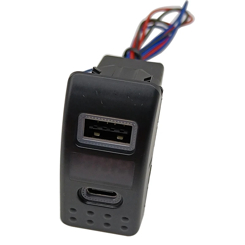Автомобильное зарядное устройство с USB-портом, разъем PD3.0 Type-C и QC3.0, USB-разъем со светодиодным вольтметром и переключателем вкл./выкл., адаптер быстрой зарядки для автомобиля 12 В