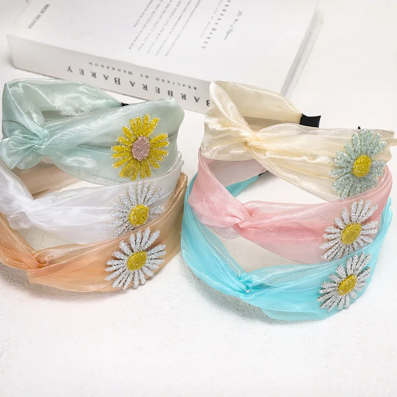 Clarmer 新夏ヘアバンドヘアアクセサリーメッシュ生地ファッション無地花女性のための Buy 女性のための Product On Alibaba Com
