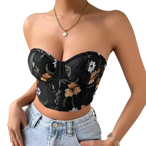 JENGS Lace Corset Crop Tops for Women Sexy Fashion Club Bodysuit Crop Corset De Mujer Corset Top Short