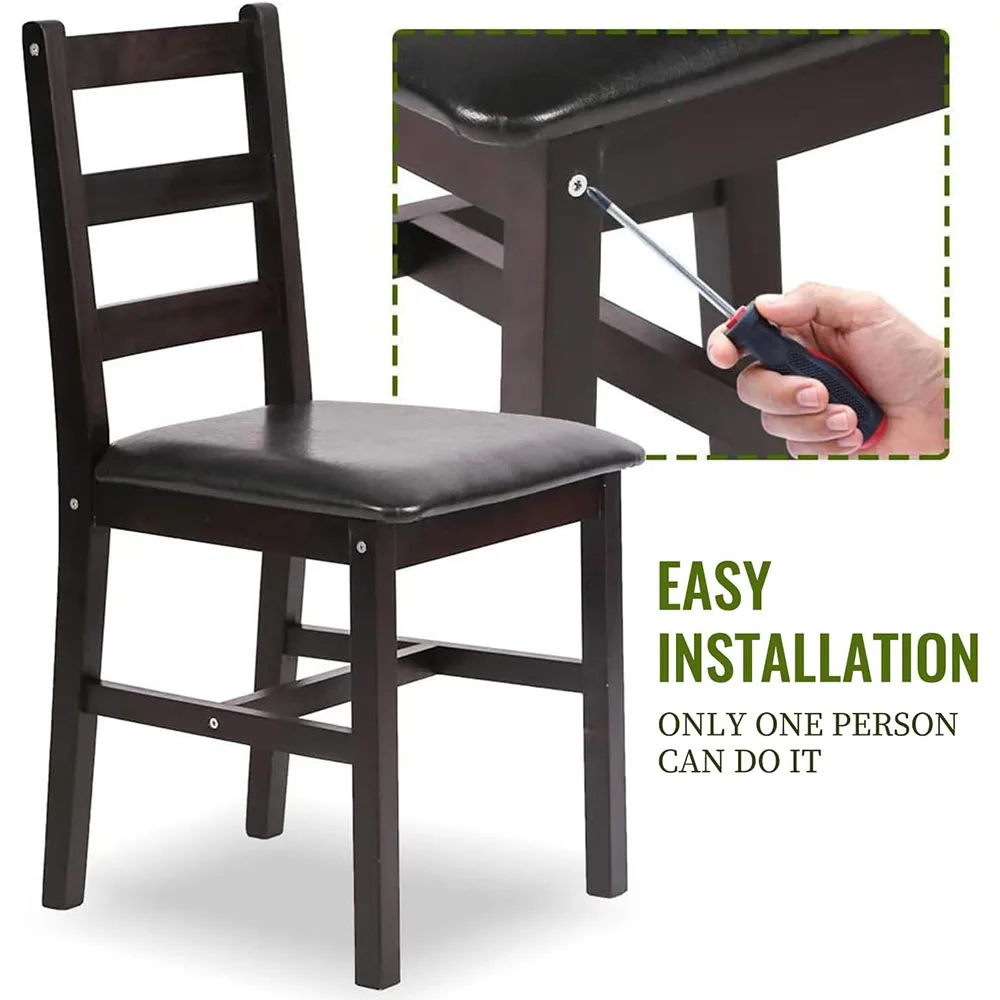 Wood Dark Brown Dining Room Table Set for Small Spaces Elegant Kitchen Table and Chair Set for 4 manufacture