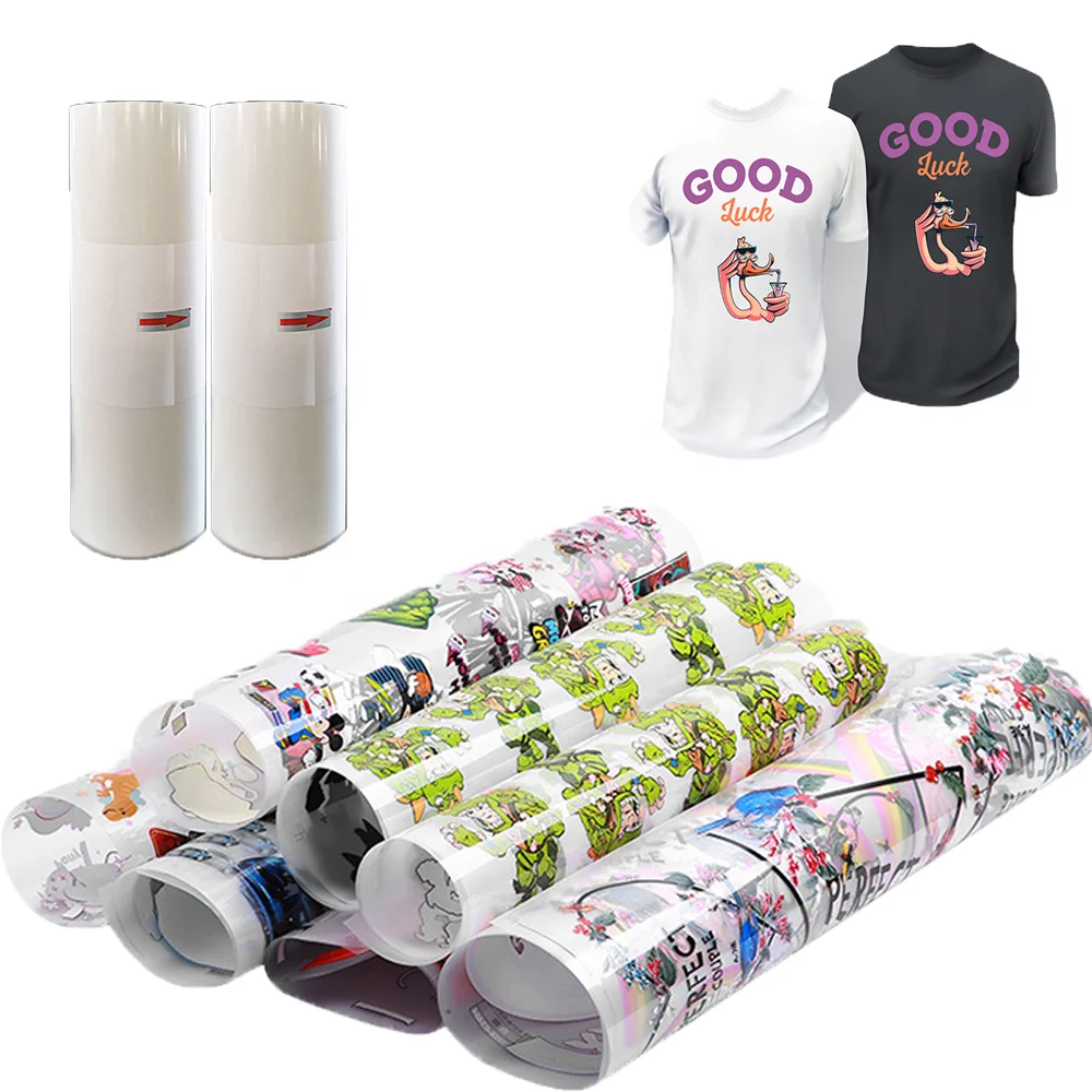 2022 Double Side Matte DTF Film Hot Peel Heat Transfer Film PET Film DTF 60cm 100m Prints for T Shirts Clothing