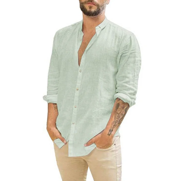 Wholesale Men's Custom Linen Shirt For Men Homme Camisas White Men's ...