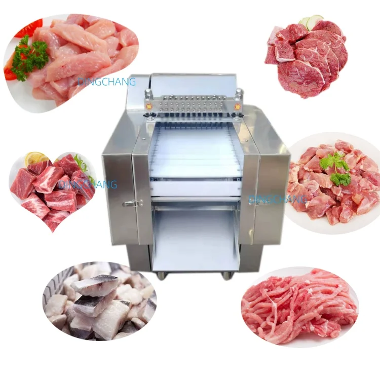 Commercial Automatic Meat Slicer and Cube Cutting Machine Stainless Steel Chicken Frozen Meat Cuber/Dicer Used for Food Shops