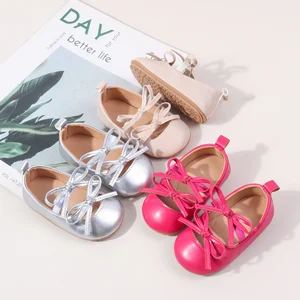 Hot Selling Solid Pu Leather Princess Anti-slip Baby Shoes for Girls