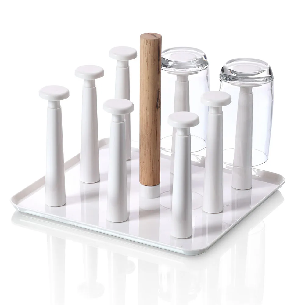 Creative Simple Plastic High Quality Kitchen Storage Tray Wall Mounted Single Tier Drip Cup Plate Holder European Style Durable