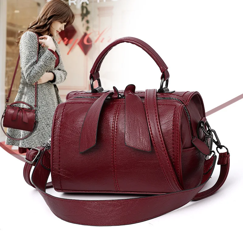 Ladies Handbag K-Style New Winter Fashion Crossbody Bag Simple Soft Leather Satchel Shoulder Bag Waterproof Handbags Supplier