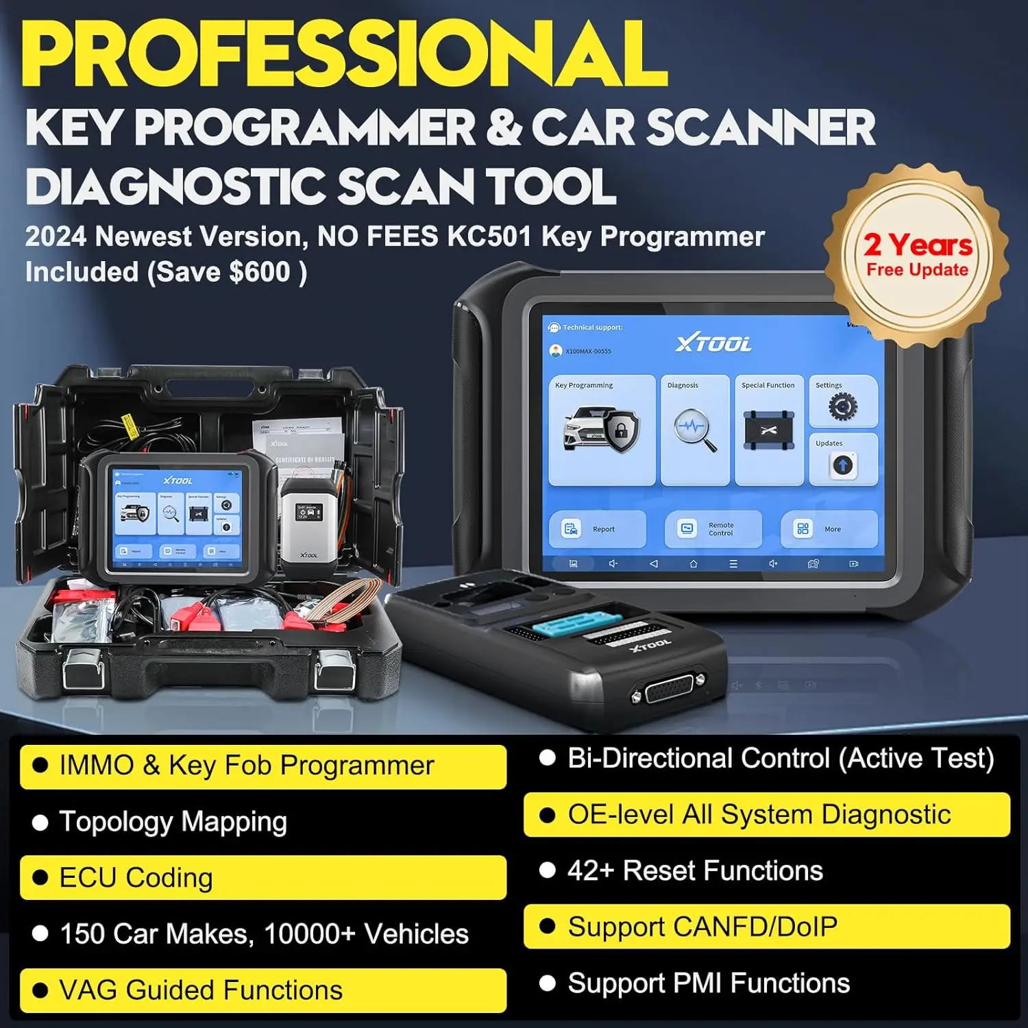 Outil Diagnostic & Programmation De Clés XTOOL X100 PAD3 V2.0 - Complet - Neuf - 2 Ans Mise à Jour