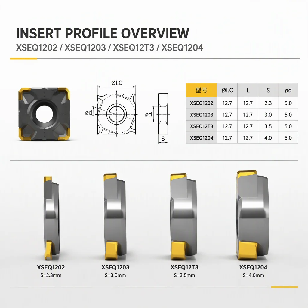 Square 3-sided Indexable Carbide Insert Indexable Slot Milling Tool Holders Matched with XSEQ12T3 Carbide Inserts